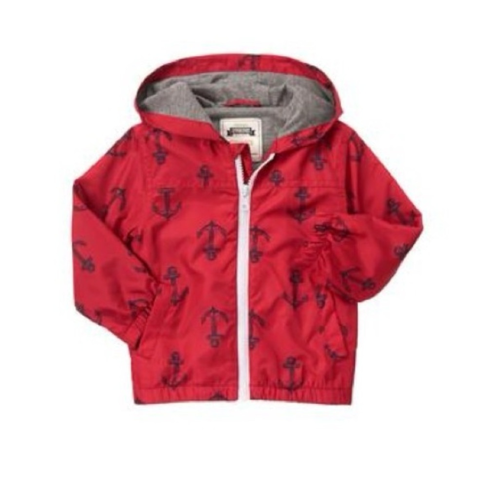 Gymboree Red Anchor Print Kids Jacket Size Small 5-6